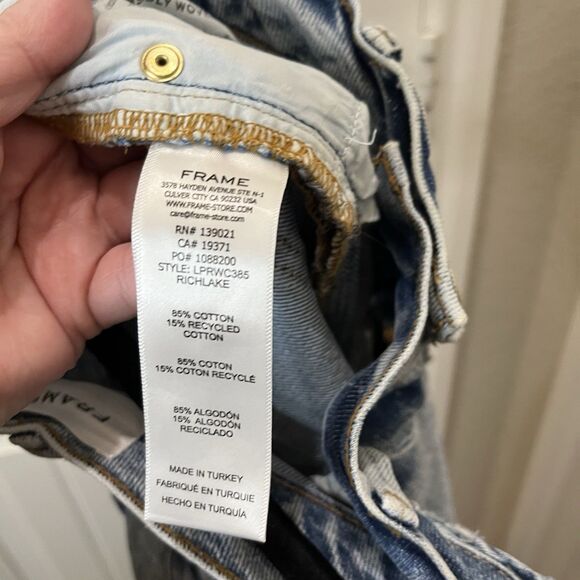 FRAME Denim Le Piper Straight Leg Raw Hem Jeans in Richlake Wash WOMEN'S 29 - Picture 10 of 11